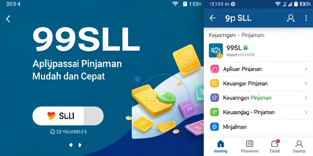 Tampilan antarmuka pengguna aplikasi Pinjaman 99SLL yang sederhana.