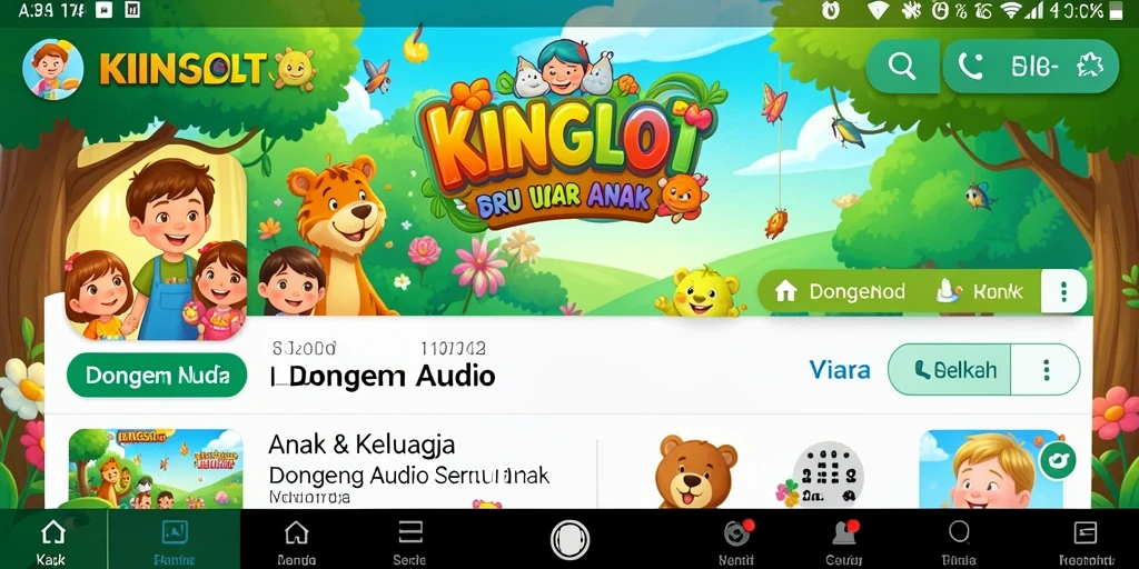Antarmuka KINGSLOT yang menarik dan berwarna-warni untuk Dongeng Audio.
