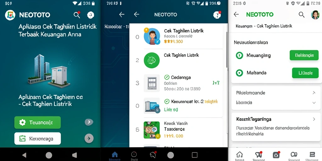 Tampilan antarmuka NEOTOTO untuk cek tagihan listrik yang mudah dipahami.