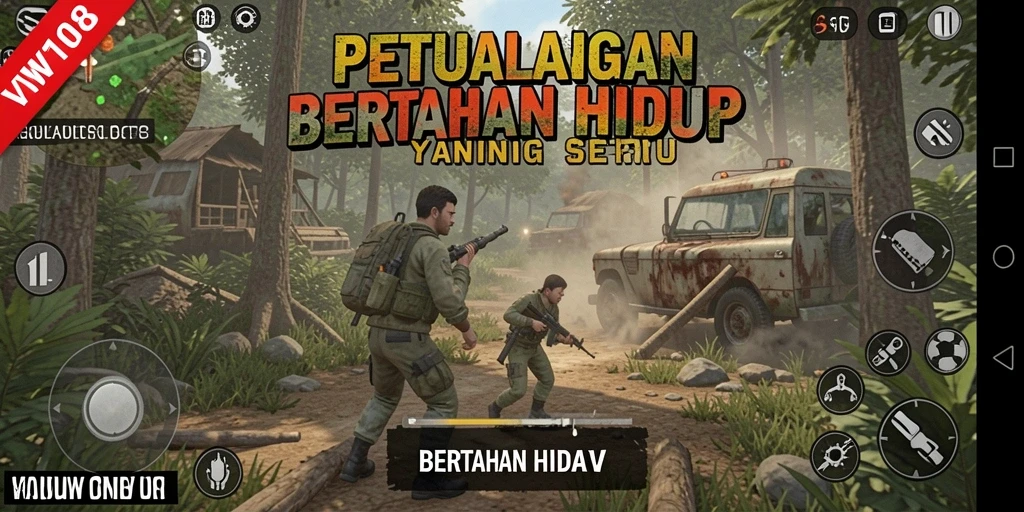 Tampilan antarmuka VW108 yang menarik dalam suasana bertahan hidup.